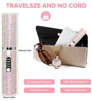 2-IN-1 Electric USB Hair Straightener Curler Fashion Colored Diamond Design Wireless Travel Hair Straightening Styler Brush - details 2