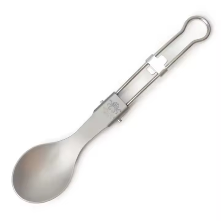 Tenedor Plegable de Titanio Medio Pulpido Portátil para Exteriores Ideal para Senderismo, Picnic y Acampada - 1