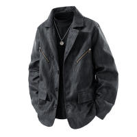 Chaqueta de Cuero Versátil CHAIFENKO para Hombres Cómoda y Suelta para Otoño-Invierno - details 2