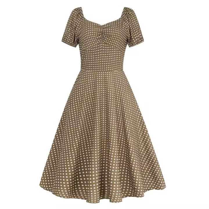 NOVEDAD DE VERANO 2025, vestido estampado con manga de burbuja y cuello cuadrado francés de nicho para ropa de mujer - 1