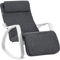 Silla Mecedora de Madera de Abedul Silla Mecedora Ajustable con 5 Posiciones, Carga Máxima 150 kg, para Dormitorio, Salón Gris Oscuro y Blanco LYY011G01 - details 0