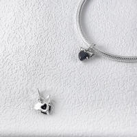 Abalorio de cuentas de corazón rosa con mancuernas, pulsera de plata para fabricación de joyas - details 5