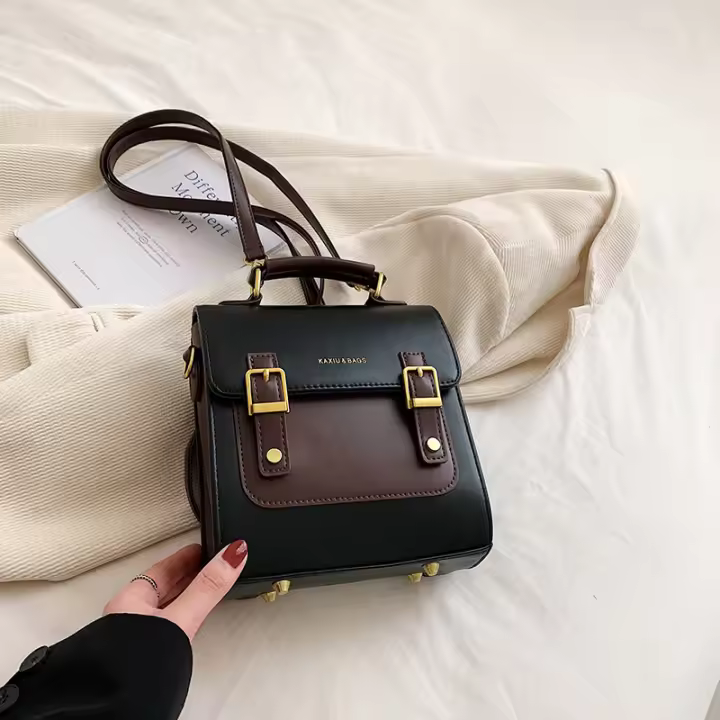 Mini mochila para mujer, nueva moda, versátil, de gran capacidad, bandolera doble con bloques de Color para niñas, bolso escolar pequeño de viaje a la moda - 1