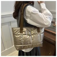 Moda señoras Tote bolsos de gran capacidad de algodón acolchado bolsa de compras rombo bolso portátil acolchado sólido para viajes de ocio - details 32