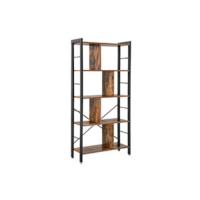 Escritorio con 2 Estantes a la Izquierda o a la Derecha, Mesa de Trabajo, para Salón Oficina, Estructura de Acero, Industrial, Marrón Rústico y Negro Tinta LWD55X - details 16