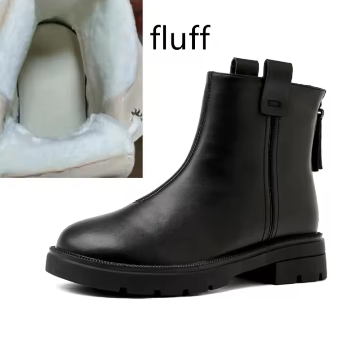 Botines antideslizantes de piel auténtica para mujer, botines cortos estilo británico, estilo Chelsea, para invierno, 2024 - 1