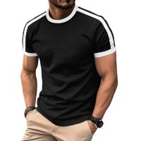 Camiseta casual de manga corta para hombre, deportes fitness, color contrastante - details 0