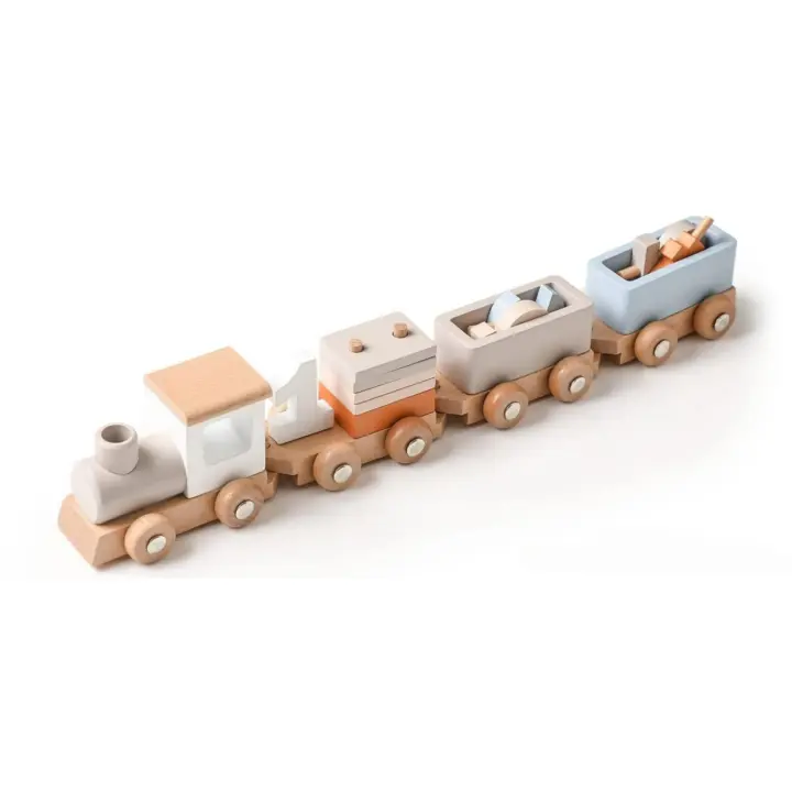 Set de Tren de Madera Excitante Juguete de Niños y Niñas con Números y Bloques 12 PCS - 1