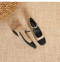 Zapatos de tacón grueso con boca baja y punta cuadrada Xiaoxiangfeng - details 26