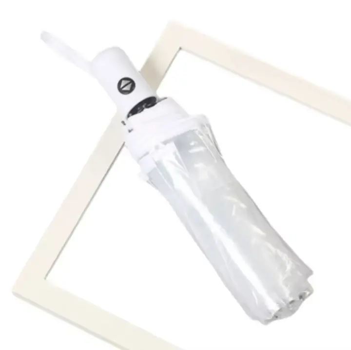 Paraguas transparente totalmente automático para mujer, sombrilla de lluvia Plegable ligera para viajes, playa al aire libre, du - 1