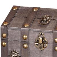 Caja de tesoro pirata de madera maciza, diseño vintage hecho a mano para mujeres, caja de recuerdos, caja de alineación decorativa de ca. - details 4