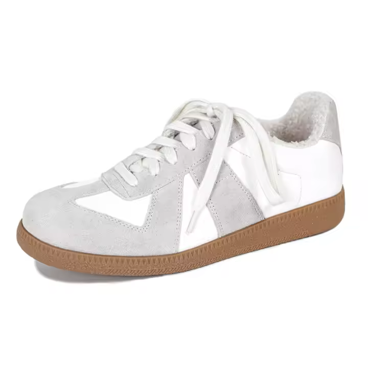 Zapatos deportivos casuales de entrenamiento, blancos, de cuero retro, de gran tamaño, bajos para mujer. - 1