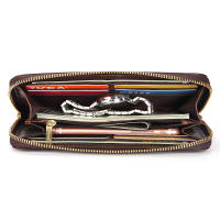 Cartera de Cuero Retro Resistente al Desgaste Estilo Cuadrado Horizontal Cierre de Cremallera - details 4