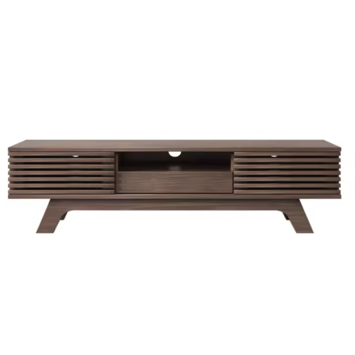 Mueble de TV con un cajón y dos puertas, muebles de TV, panel de TV, tablero de TV, gabinete de TV. Diseño único, color de madera vintage. - 1
