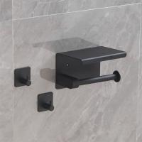 Portarrollos de baño montado en la pared con estante de almacenamiento, estante de almacenamiento de papel higiénico de acero inoxidable, resistente al agua y al óxido - details 4