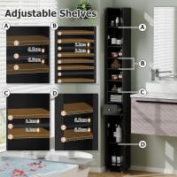 Armario de Baño Alto, Columna Auxiliar para Almacenamiento de Baño, con 2 Armarios y 1 Cajón, Organizador Armario Estrecho 20 x 20 x 180 cm, para Inodoro, Oficina - details 21