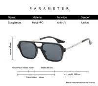 Gafas De Sol cuadradas con montura pequeña para mujer, gafas De Sol De lujo a la moda De diseñador De marca para mujer, gafas De Sol Vintage huecas De leopardo azul - details 1