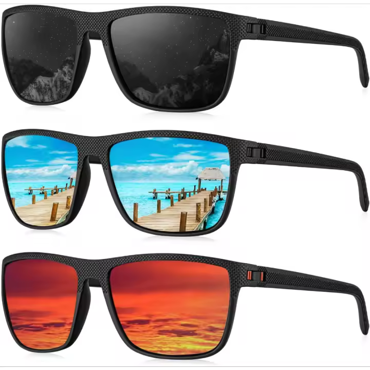 Juego de 3 Gafas de sol polarizadas para hombre, protección UV, aptas para conducir, pescar y jugar al golf - 1