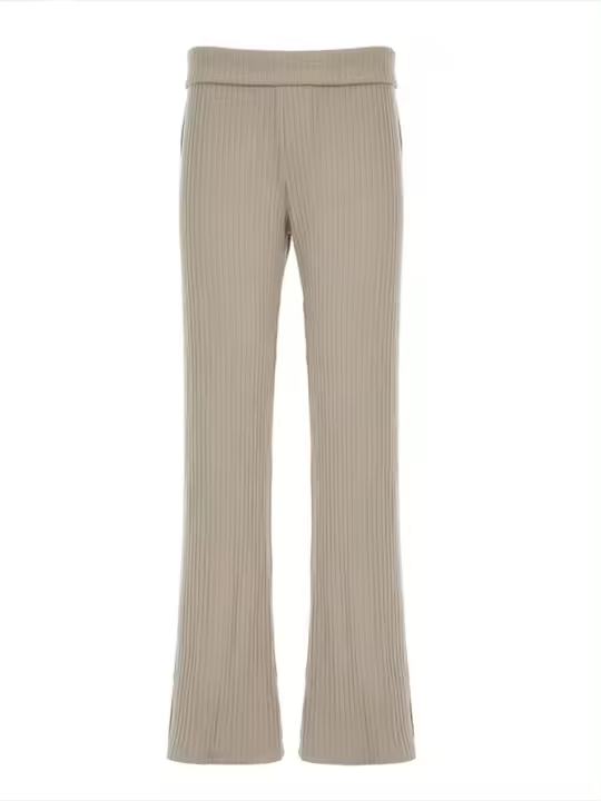 Pantalones largos acampanados elegantes y holgados de punto sólido para mujer, otoño invierno, nueva moda - 1