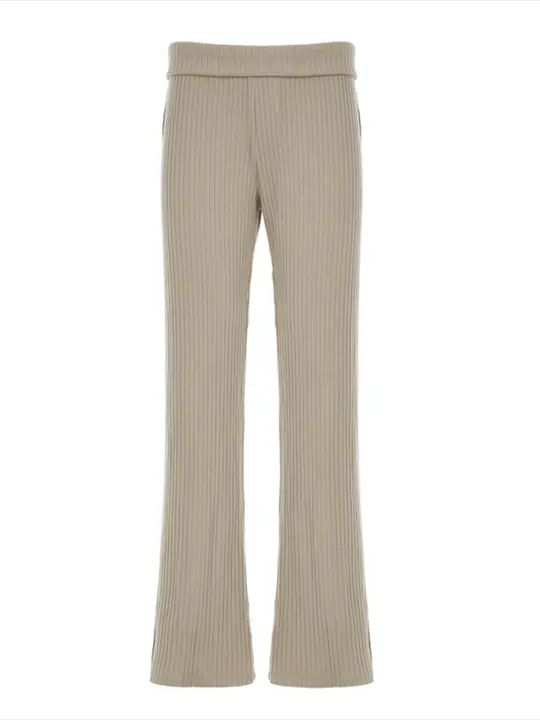 Pantalones largos acampanados elegantes y holgados de punto sólido para mujer, otoño invierno, nueva moda - 1