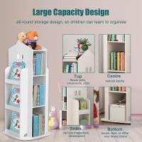 Estantería giratoria de 3 niveles con forma de castillo para niños, color blanco, estantería de almacenamiento para libros, juegos, juguetes, sala de juegos, dormitorio - details 5