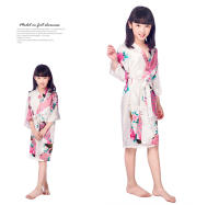 Vestido Camisón largo de peonía de pavo real con estampado de niña, albornoz de verano delgado para niños, pijamas para el hogar, ropa de rebeca - details 3