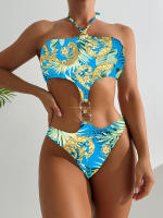 Traje de Baño de Una Pieza Sexy Halter Tank Top Cortado Traje de Playa Acolchado - details 7