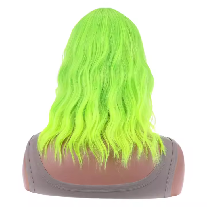 Peluca con flecos verdes, reemplazo de cabello falso natural para mujeres, peinado diario para niñas - 1