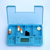 Caja de almacenamiento de plástico inteligente, 4 rejillas, recordatorio de sincronización electrónico, cajas de medicamentos, temporizador de alarma, organizador de escritorio, contenedor de pastillas - details 3