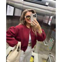 BUNO-Chaquetas Bomber rojas con cremallera para mujer, chaquetas recortadas suaves, chaqueta deportiva de manga larga para mujer, novedad en prendas de vestir exteriores 2025 - details 2