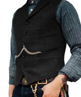Chaleco de negocios, chaqueta informal ajustada, chalecos para hombre de groso, traje de boda para hombre, chaleco marrón de lana de boda Tweed - details 4