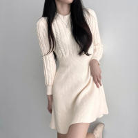 Vestidos básicos de invierno 2023, minivestidos bonitos de punto, túnica de manga larga, vestido suéter dulce - details 2