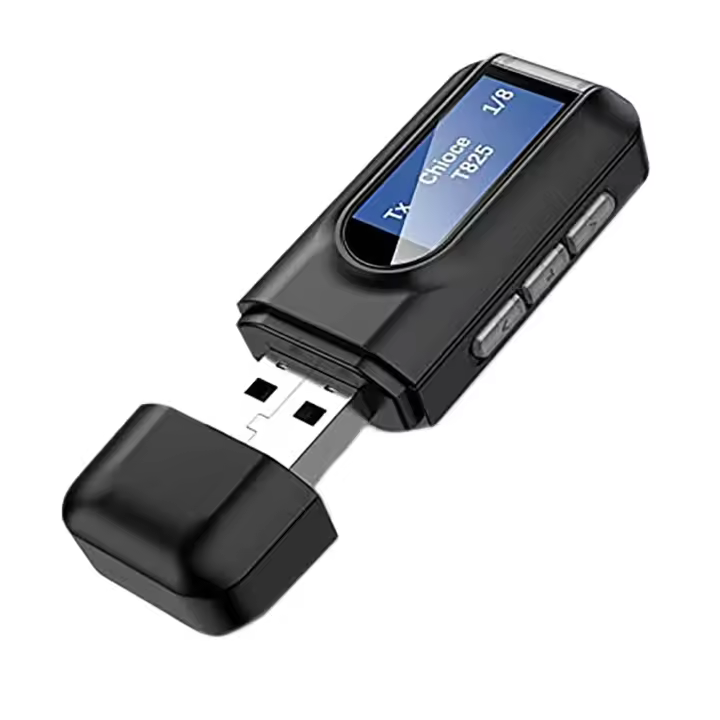 Transmisor y receptor Bluetooth 5,0 para TV, Adaptador de Audio inalámbrico USB 2 en 1 con pantalla LCD para coche, TV y PC - 1