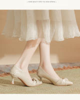 Temperamento tacones delgados tacones altos de las mujeres 2025 nueva falda desnuda hada suave cuero suave hermosa dama de honor zapatos. - details 17