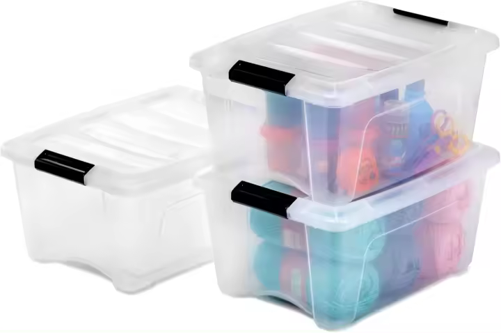 Cajas de Almacenamiento de Plata de 45L con Tapas Duraderas, Apilables para Dormitorio, Armario, Oficina Organizadora de Ropa y Zapatos - 1