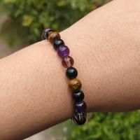 Pulsera elástica con cuentas de labradorita negra natural para hombre - ajuste elástico regulable, cuentas de piedra pulidas y brillantes, regalo de joyería de uso diario de estilo retro para él, amigos, colegas, accesorio versátil, diseño minimalista, su - details 1