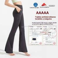 Pantalones acampanados antibacterianos, pantalones de yoga micro deportivos de cintura alta para mujer, pantalones de pierna ancha adelgazantes color piel - details 2