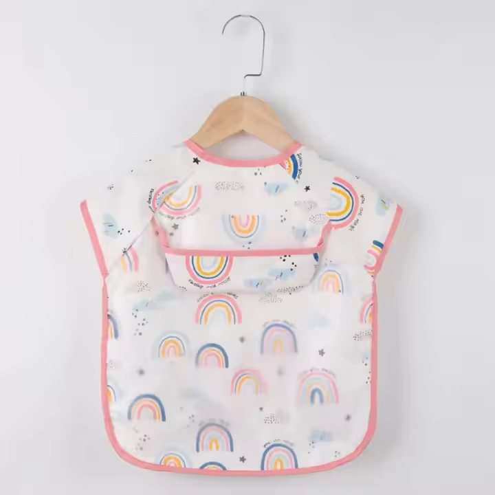 Babero de manga larga para bebé y niño pequeño, bufanda impermeable, delantal de alimentación con bolsillo, paño para eructar - 1