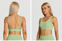 SHINBENE-Sujetador deportivo con tirantes para mujer, sostén deportivo con escote en V, espalda cruzada, acolchado, entrenamiento, Yoga - details 42