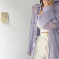 Blusas de Verano para Mujer Sencillas, Suaves, Resistentes al Sol, Moda Coreana Básica con Todo - details 2