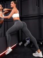 Body deportivo liso sin costuras de verano para mujer de cintura alta, pantalones de yoga Fiess con letras que levantan la cadera, monos de entrenamiento - details 5