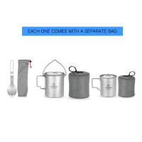 Taza de Agua Plegable de Titanio Ligero 750ml con Tapa y Mango para Camping al Aire Libre Taza de Cocina Vajilla de Acero Inoxidable - details 16