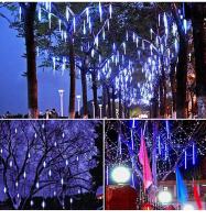 Guirnalda de luces Led de lluvia de meteoritos, 8 tubos, guirnaldas de calle, decoraciones de árboles de Navidad para exteriores, luces de jardín de hadas de Año Nuevo - details 4