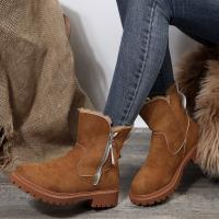 Botas de invierno de las mujeres de moda, zapatos de algodón cálidos y gruesos, forro de agarre a mitad de la pantorrilla, las mujeres de una sola pieza de invierno botas de ante tobillo - details 7