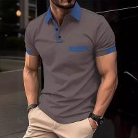 Polo Casual para Hombre 2025 Manga Corta, Botón Deslizante, Moda Sólida Color - details 3