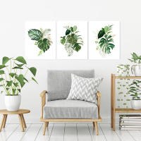 Pintura Nórdica en Lienzo de Monstera Hojas Botánicas Decoración Artística de Pared para Dormitorio Marca DHROOM Material Lienzo - details 2