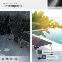 Tumbona Jardín Exterior de Aluminio, Tumbona Plegable con Reposacabezas, Parasol y Bolsillo Lateral, Tumbona Playa Reclinable en 6 Posiciones, Tumbona Piscina Resistente a Intemperie - Gris - details 30