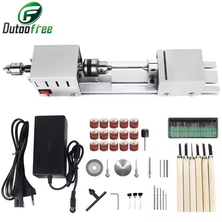 Minimáquina de torno para carpintería, herramienta rotativa de pulido de perlas de Buda con taladro de madera, accesorios de bricolaje, 12-24V, 1 Juego - 1
