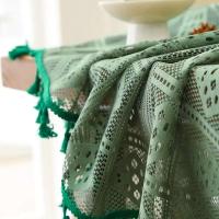 Mantel de crochet verde retro, funda de tela hueca, ENCE para el hogar, decoración de mantel de mesa de comedor - details 7