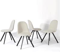 Juego de 4 sillas giratorias de ante para comedor con asiento acolchado, sillas de diseño para salón o cocina, con patas de metal negro, marrón - details 79